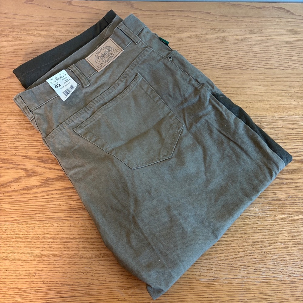 Cabelas Mens Night Brown Canvas Field Pants Waist 42x25 Hemmed NEW Wader Jeans